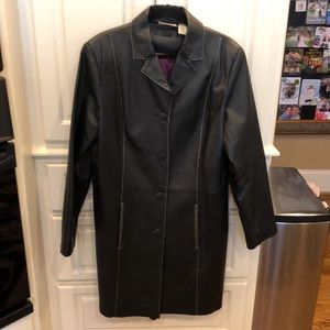 Like New! Kim Rodgers Black Leather Long Coat